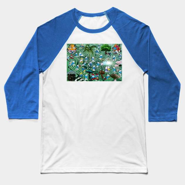 ELECTRONIC SMURF ART PRINTS Baseball T-Shirt by MICHAEL ZHOU